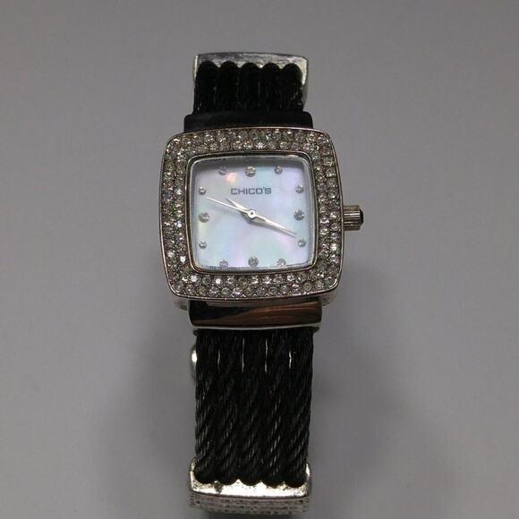 Vintage Chico's Cuff Watch Rhinestones, Needs Battery, 6 1/2 Inches - Picture 4 of 14